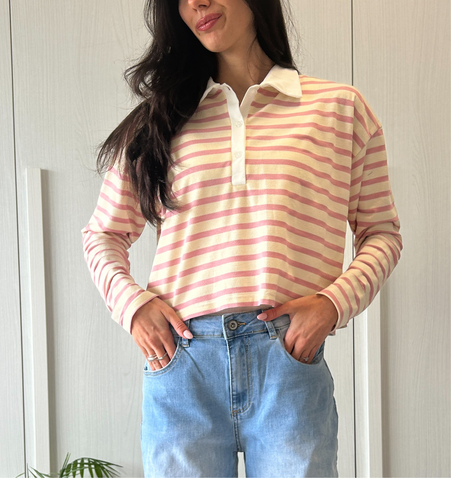 MAGLIA/POLO A RIGHE ROSA