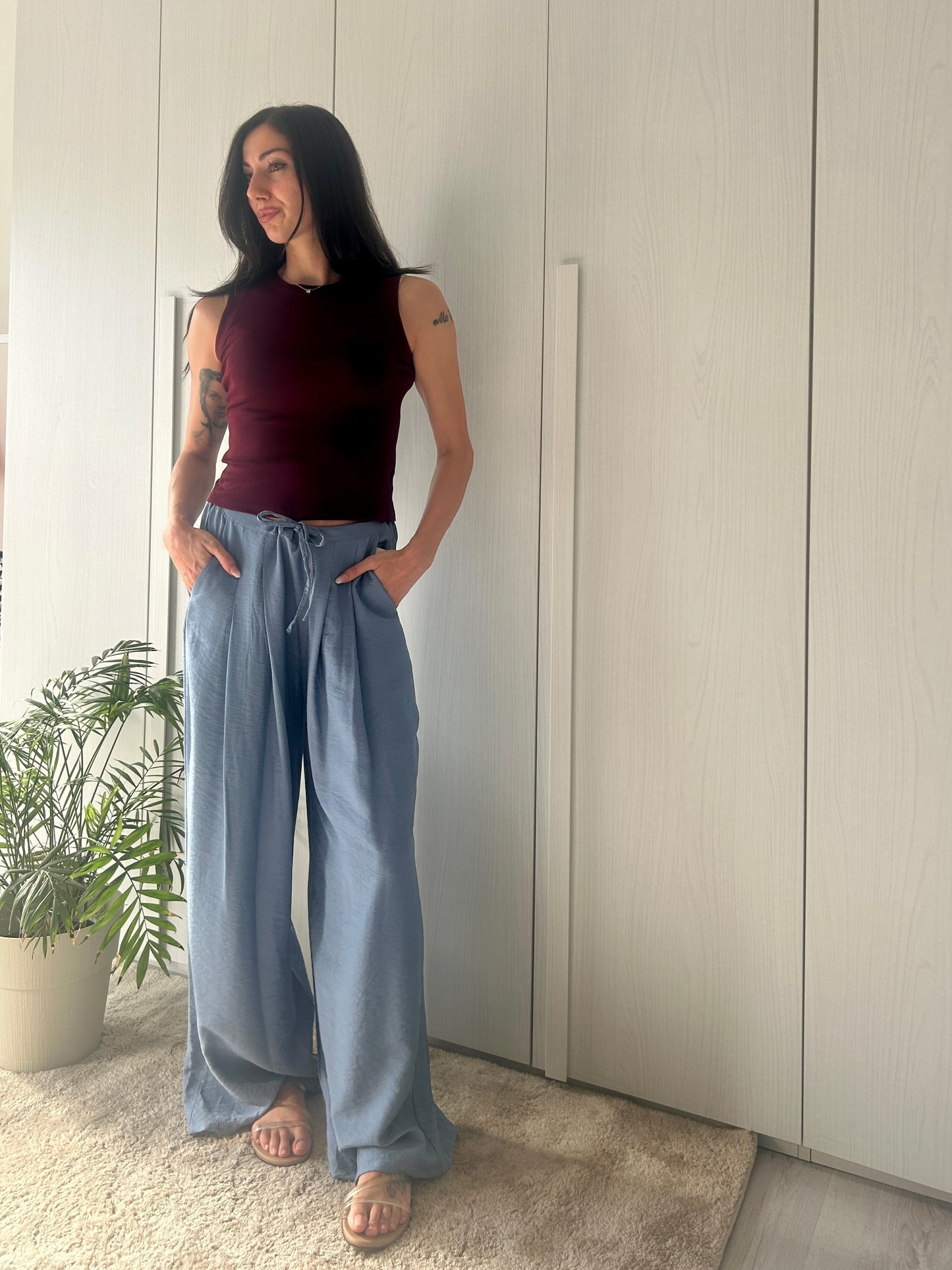 PANTALONE WIDELEG IN VISCOSA