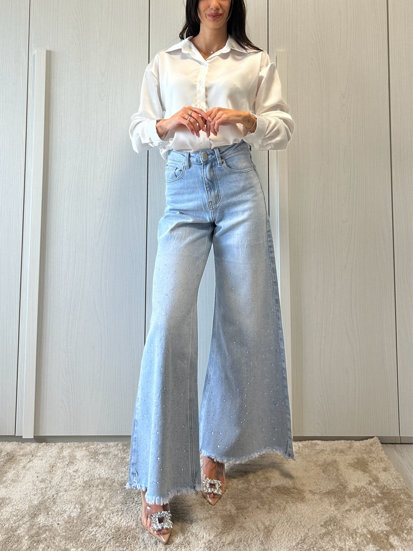 JEANS PALAZZO GLITTERATO