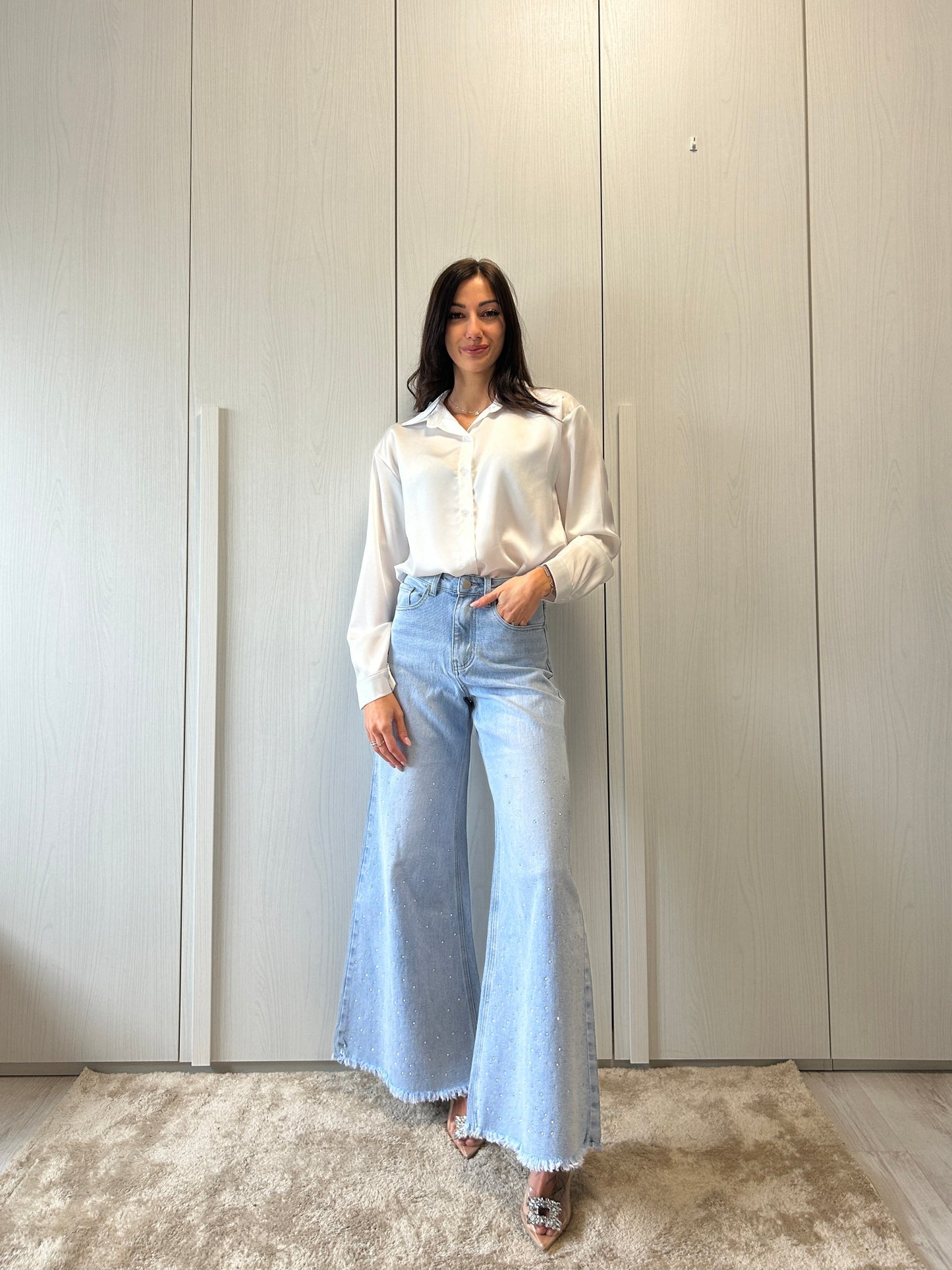 JEANS PALAZZO GLITTERATO