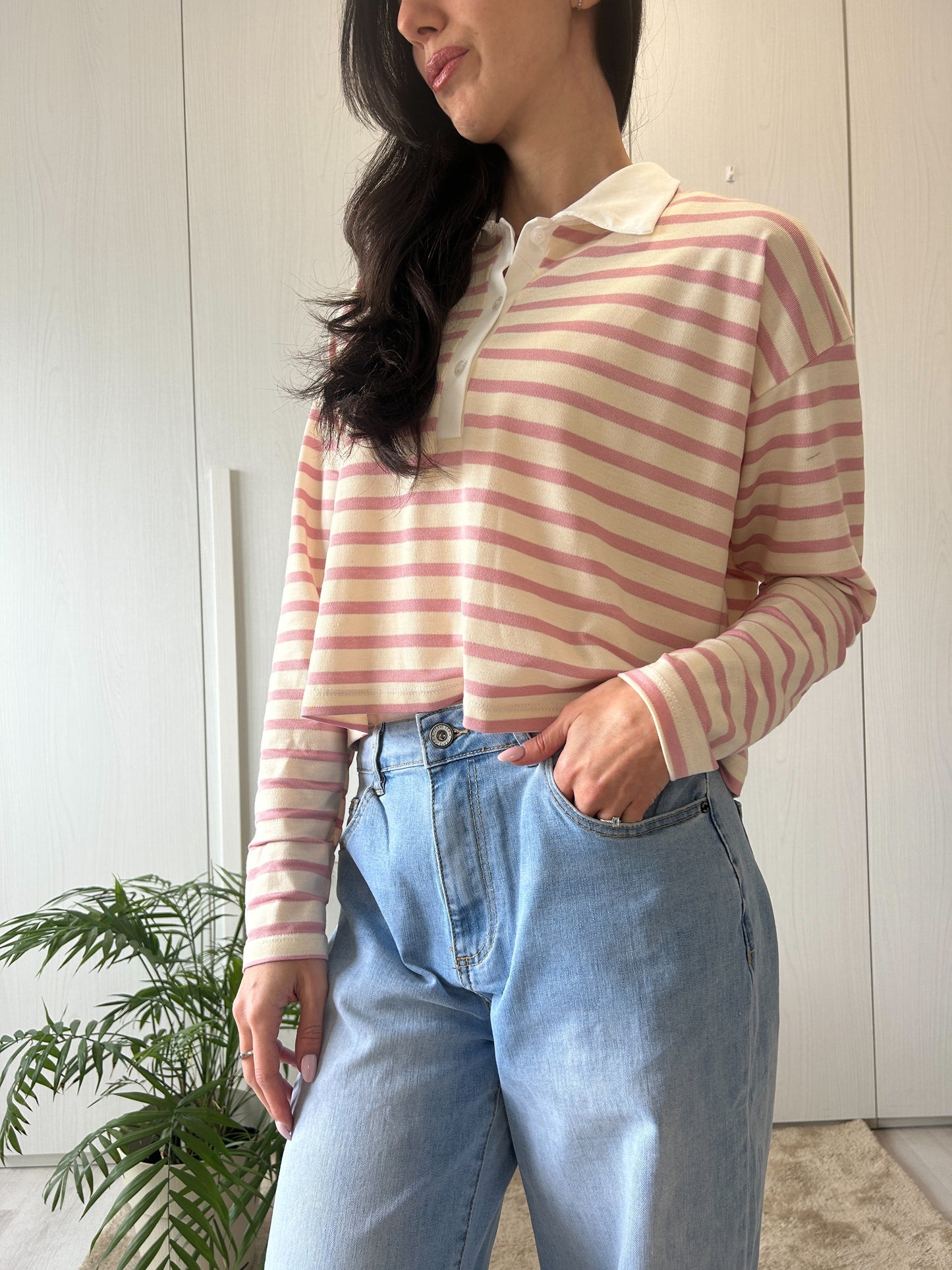 MAGLIA/POLO A RIGHE ROSA