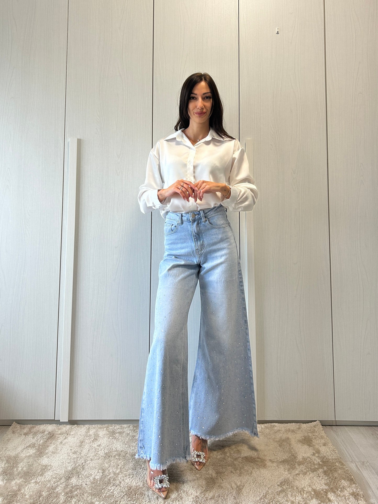 JEANS PALAZZO GLITTERATO