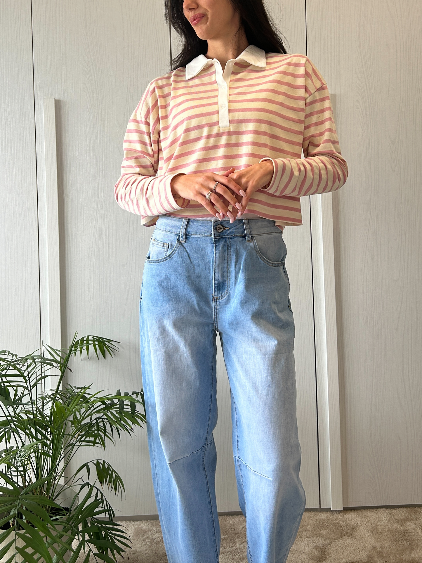 MAGLIA/POLO A RIGHE ROSA