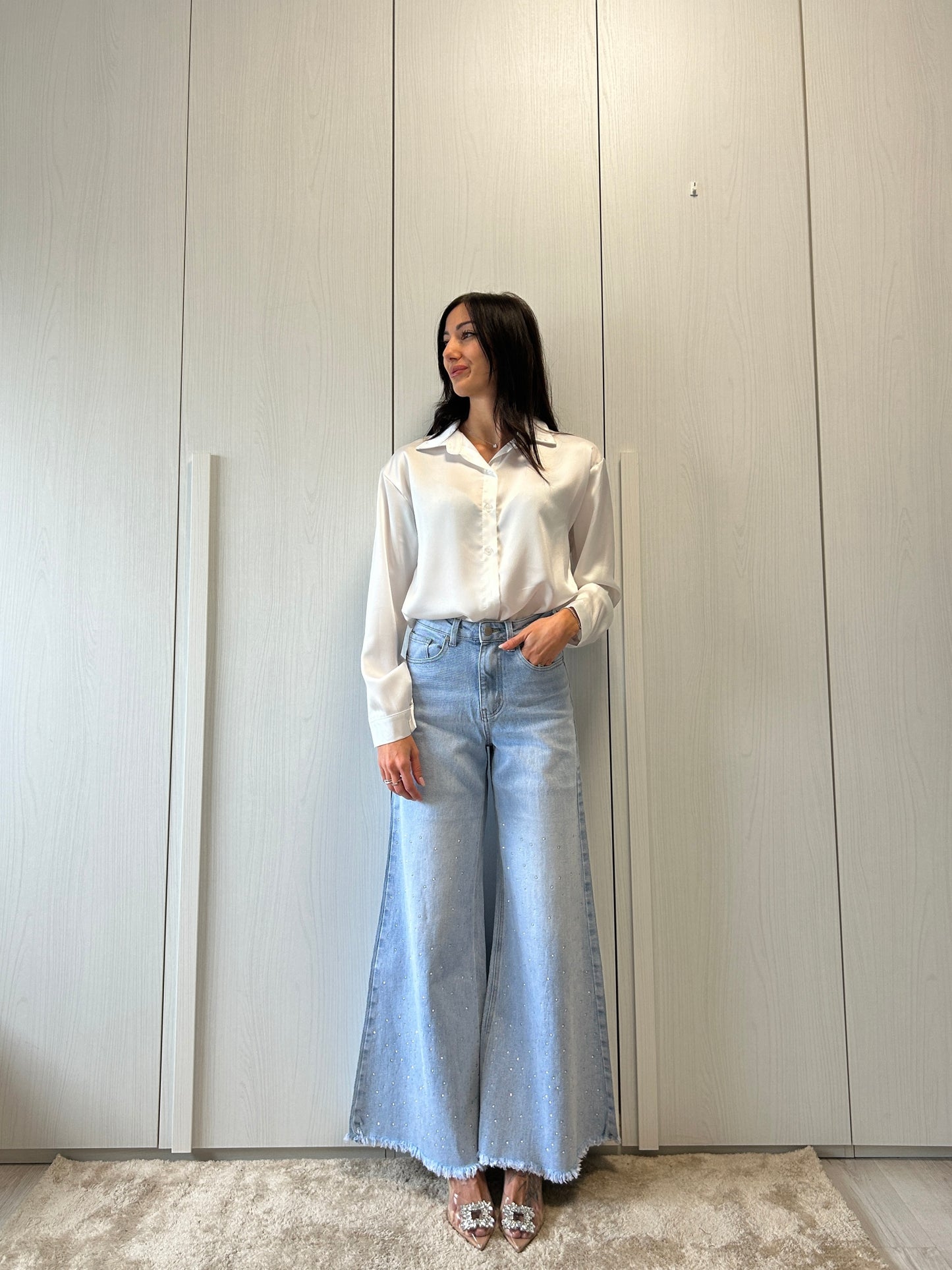 JEANS PALAZZO GLITTERATO