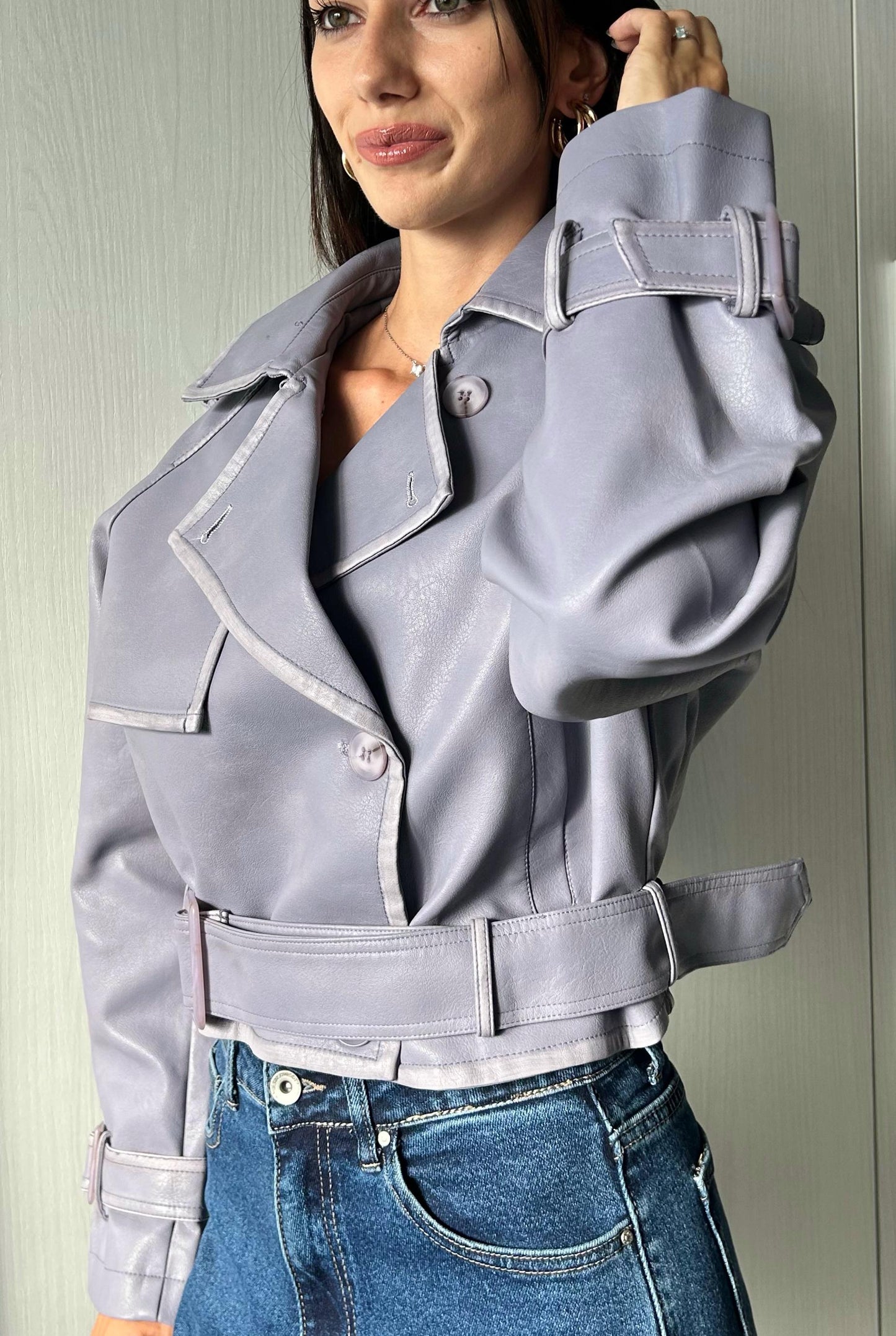 GIACCA BIKER LILLA